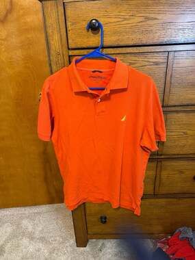 Nautica Men's Classic Fit Short Sleeve Pique Deck Polo Shirt - Orange